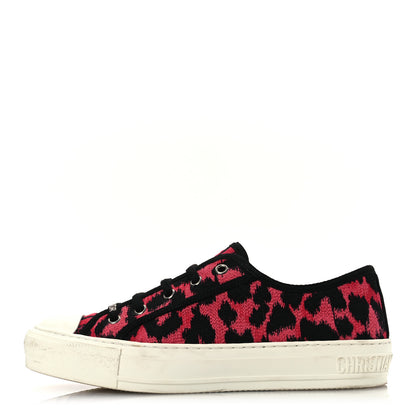 Christian Dior Canvas Leopard Embroidered Womens Walk N Dior Low Top Sneakers 37.5 Framboise 1 of 15