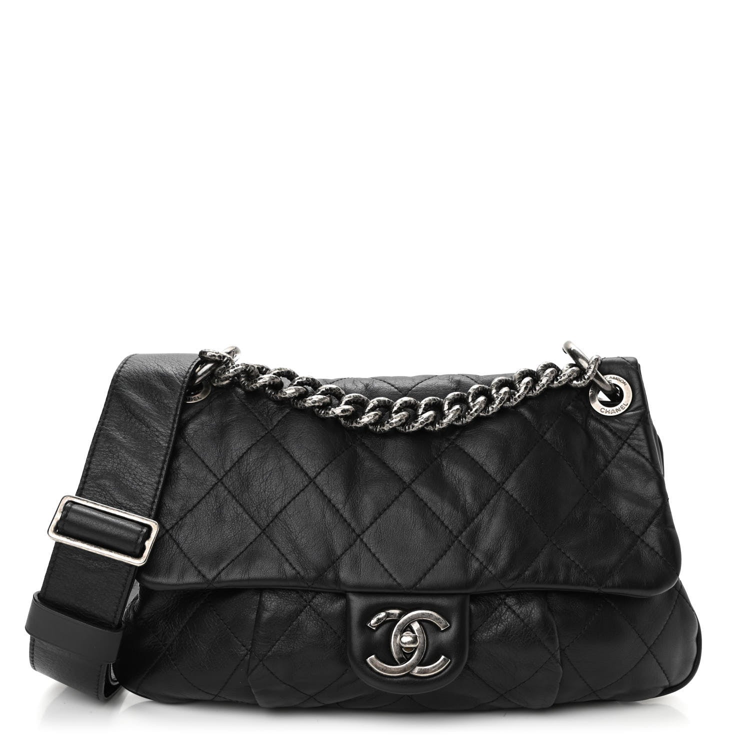 Chanel Calfskin Coco Pleats Messenger Flap Black 1 of 10