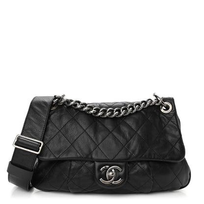 Chanel Calfskin Coco Pleats Messenger Flap Black 1 of 10