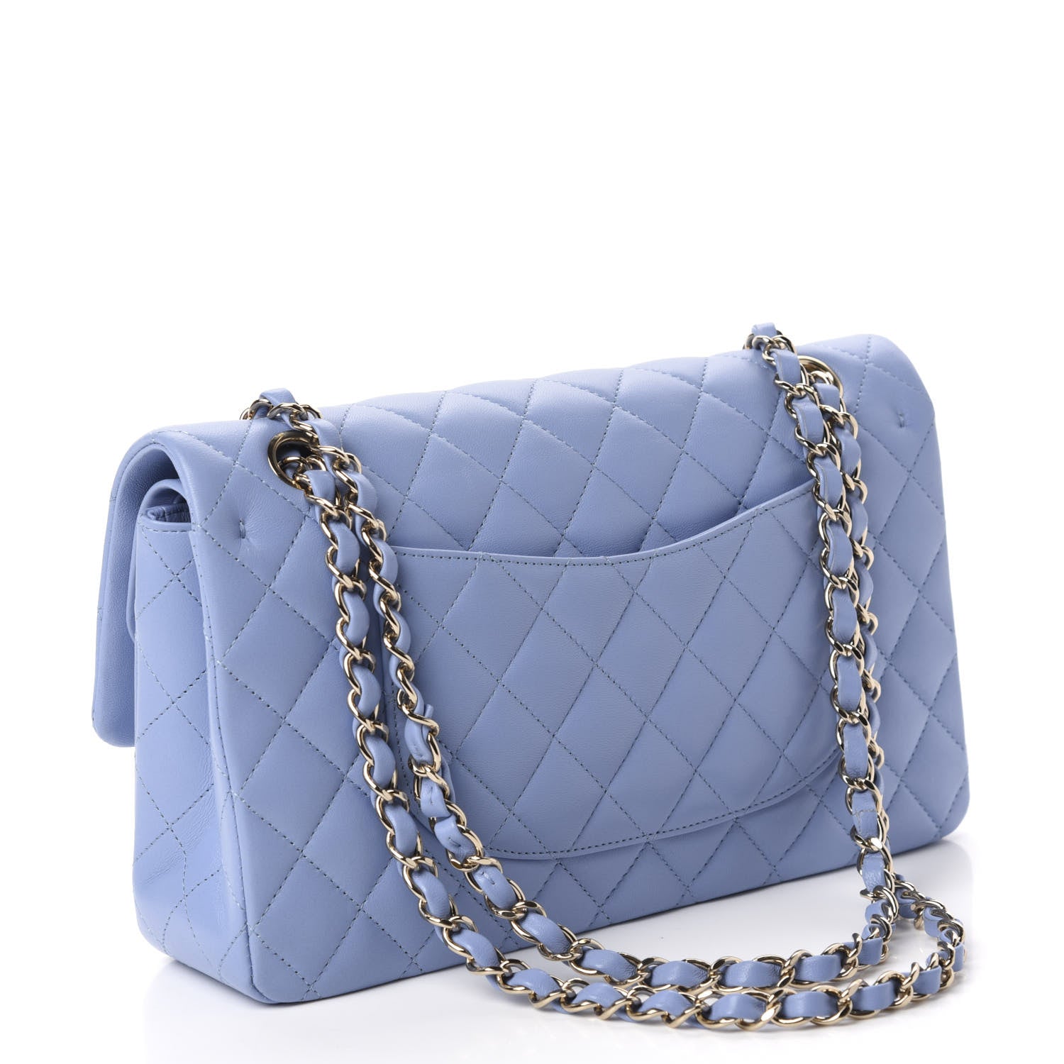 Chanel Lambskin Quilted Medium Double Flap Light Blue 3 of 11