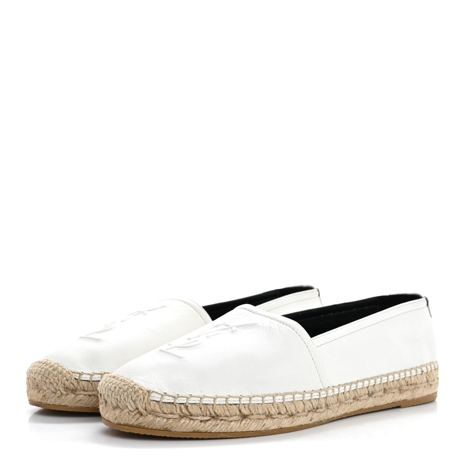 Saint Laurent Lambskin Monogram Espadrilles 38 White 4 of 10