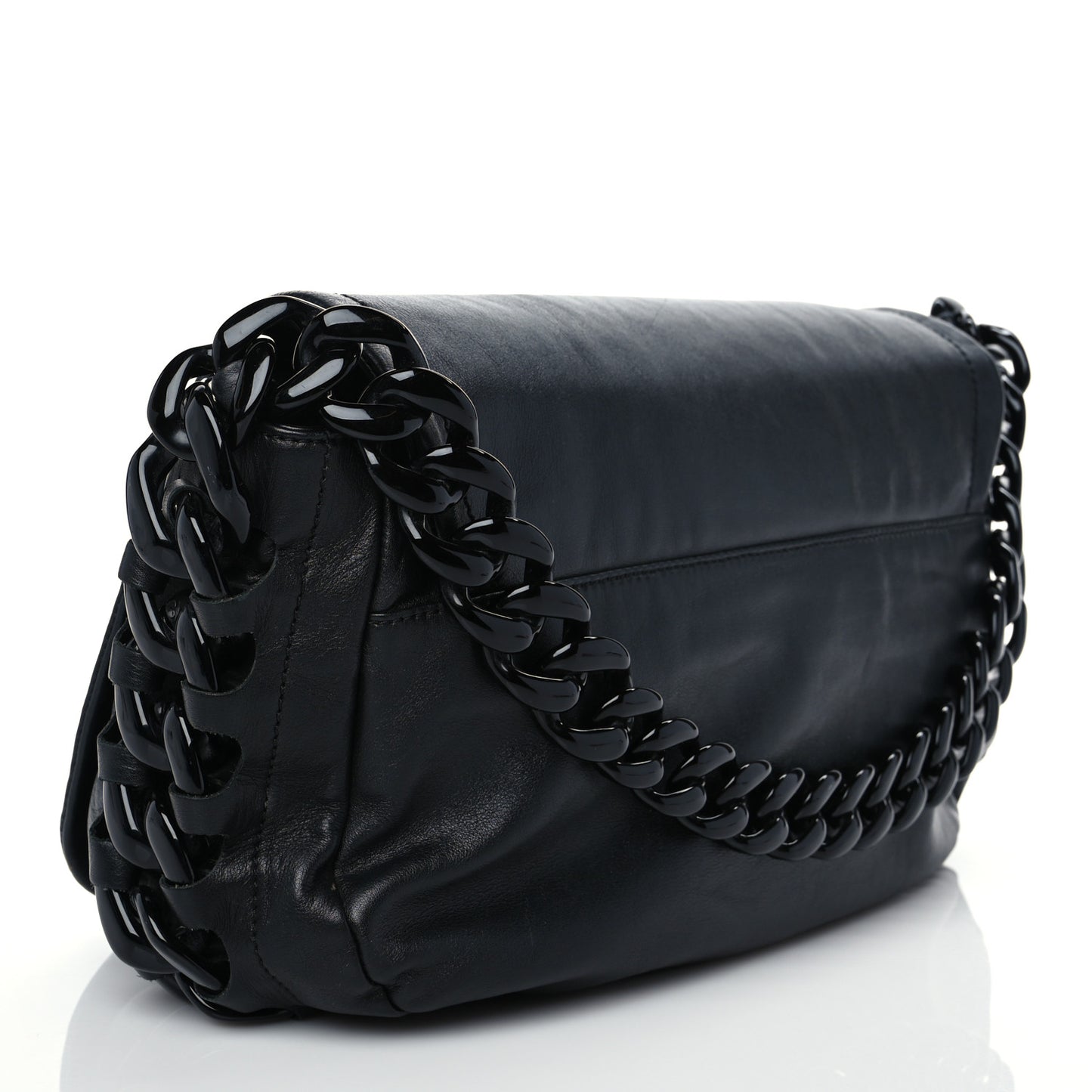 Calfskin Modern Chain Rhodoid Flap Black