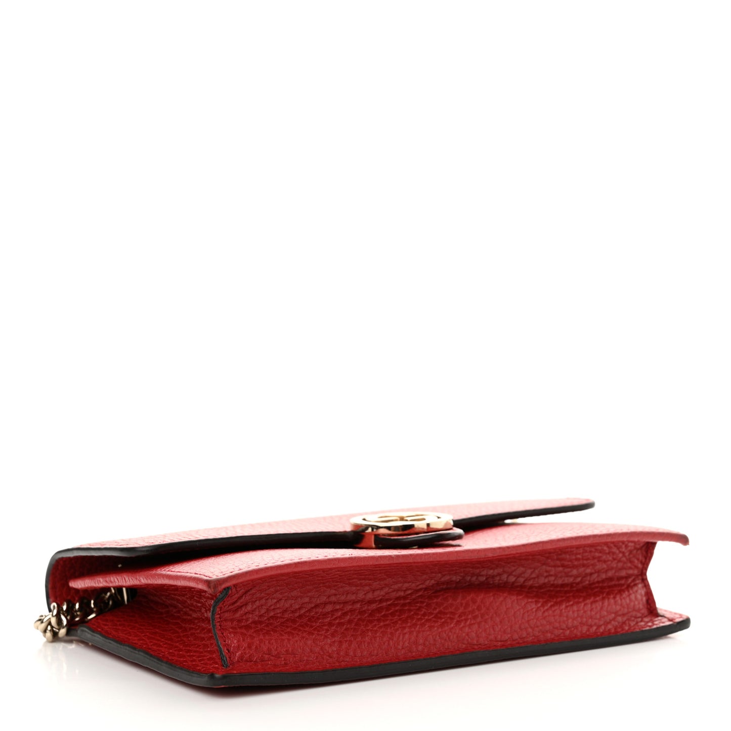 Dollar Calfskin Interlocking G Chain Wallet Red