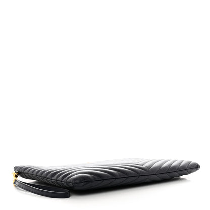Saint Laurent Calfskin Matelasse Monogram Cassandre Tablet Pouch Marine 4 of 7