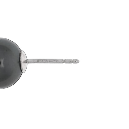 Tiffany 18K White Gold Tahitian Black Pearl 9-9.5mm Stud Earrings 4 of 5