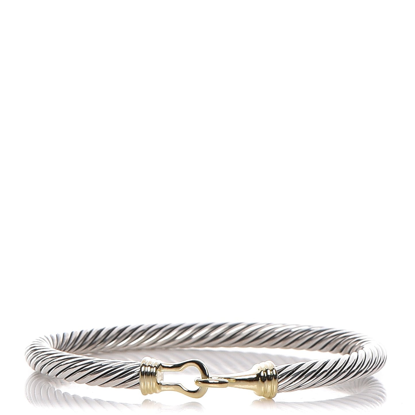 Sterling Silver 14K Yellow Gold 5mm Cable Classic Buckle Bracelet