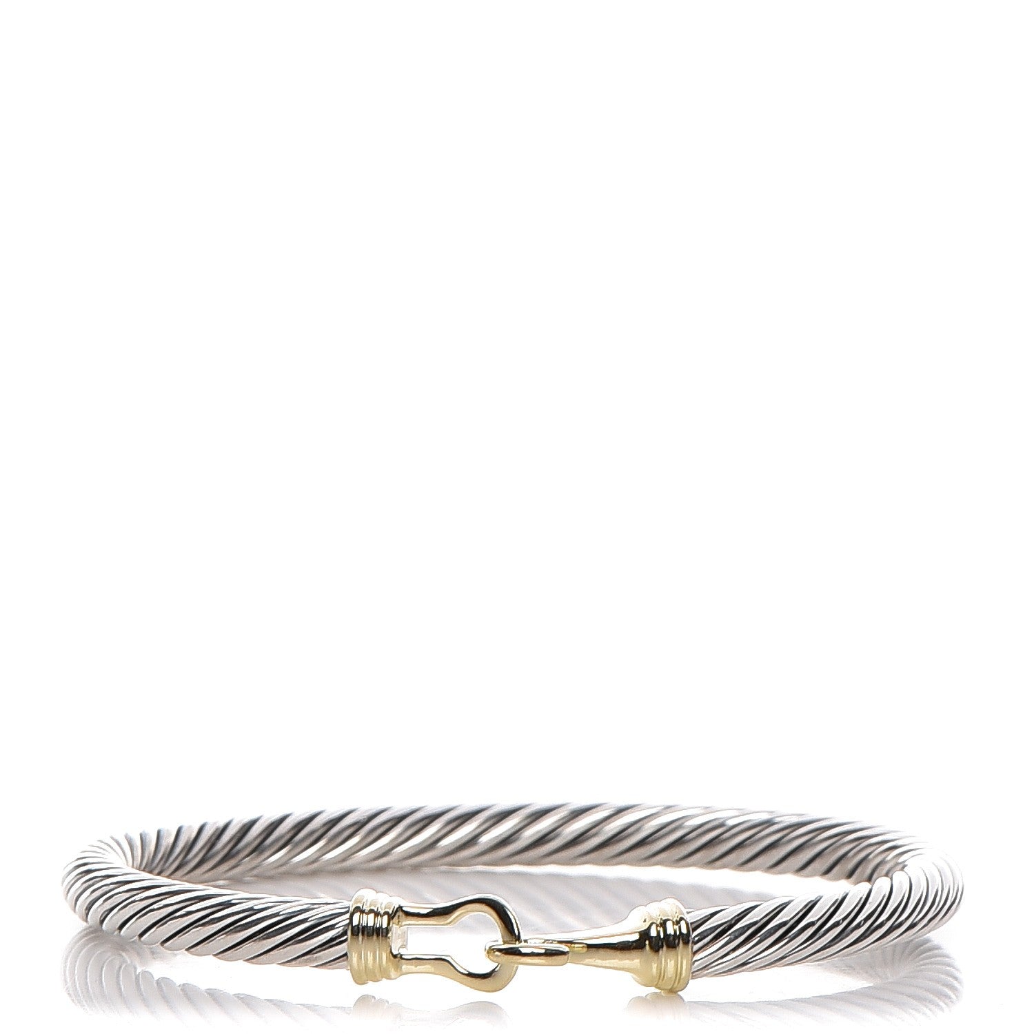 David Yurman Sterling Silver 14K Yellow Gold 5mm Cable Classic Buckle Bracelet 1 of 3