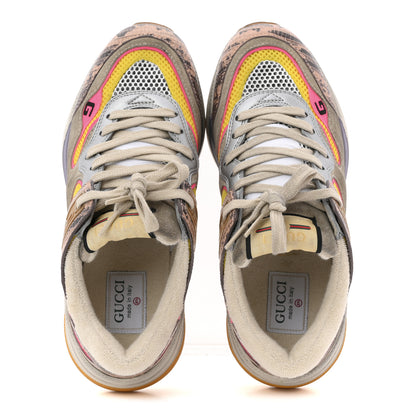 Gucci Suede Calfskin Tejus Printed Womens Ultrapace Sneakers 37.5 Pink Silver Oatmeal Yolk 2 of 12