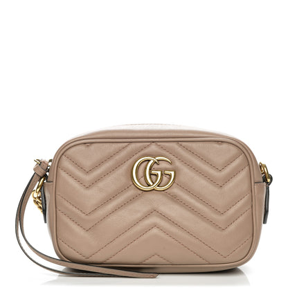 Gucci Calfskin Matelasse Mini GG Marmont Chain Shoulder Bag Nude 1 of 7
