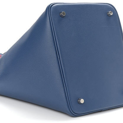 Hermes Epsom Tressage De Cuir Picotin Lock 22 MM Bleu Encre Brique Black 9 of 10