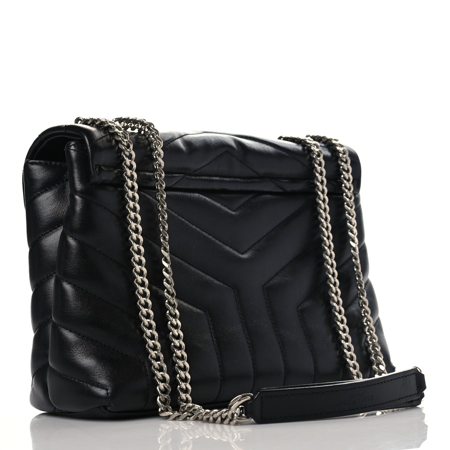 Calfskin Y Quilted Monogram Small Loulou Chain Satchel Black