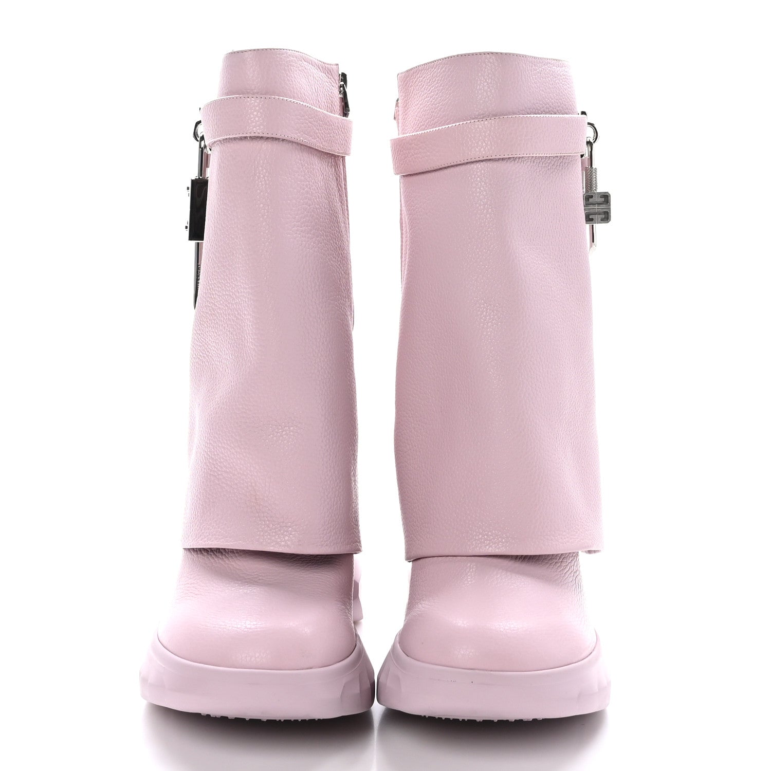 Givenchy Grained Calfskin Shark Lock Biker Ankle Boots 40 Pink 2 of 8
