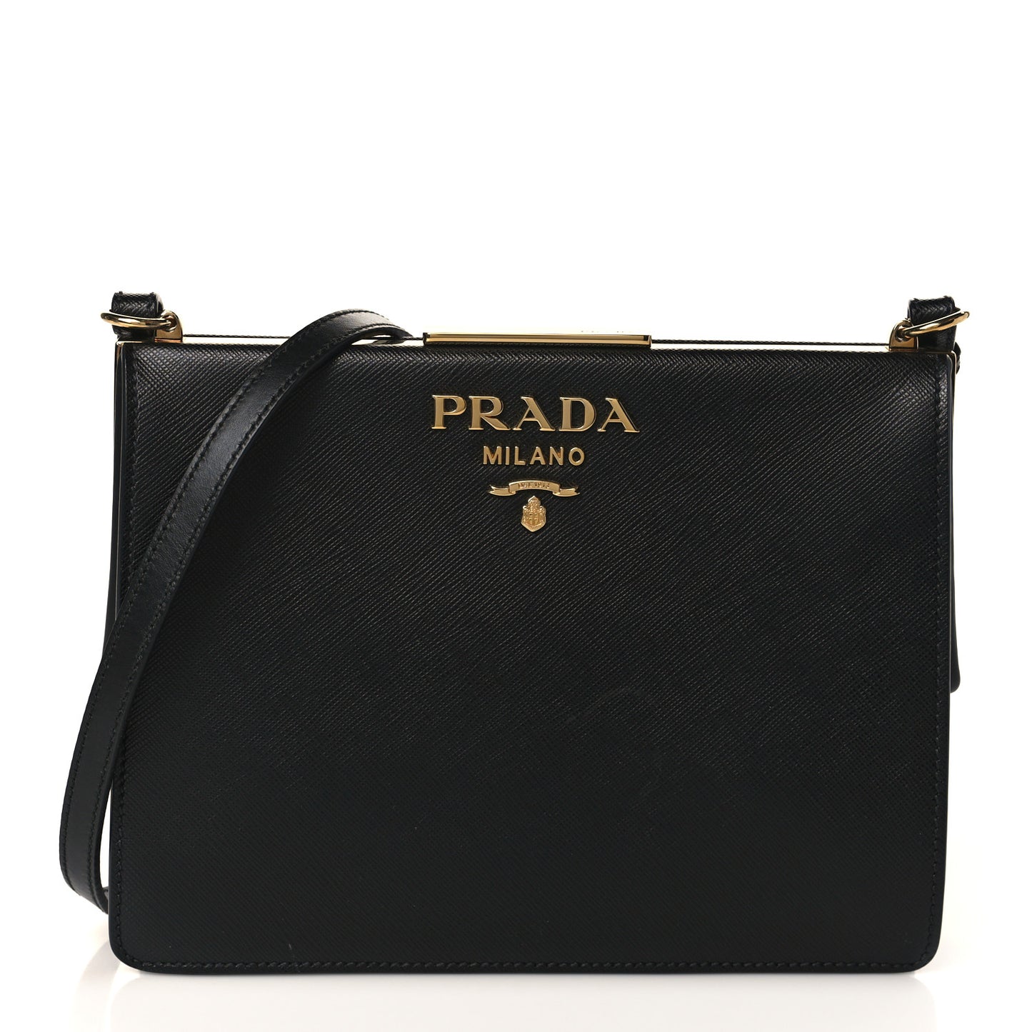Saffiano City Calfskin Light Frame Bag Black