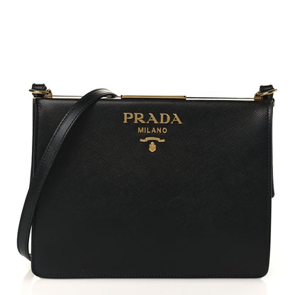 Prada Saffiano City Calfskin Light Frame Bag Black 1 of 8