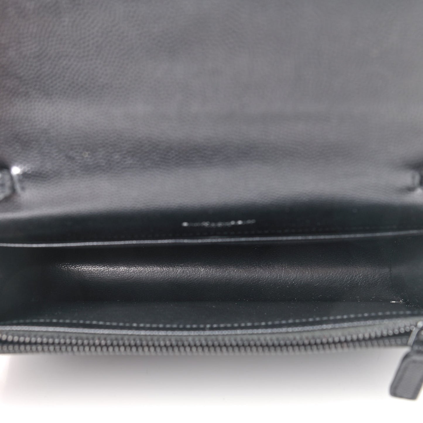 Grain De Poudre Matelasse Chevron Monogram Envelope Chain Wallet Black