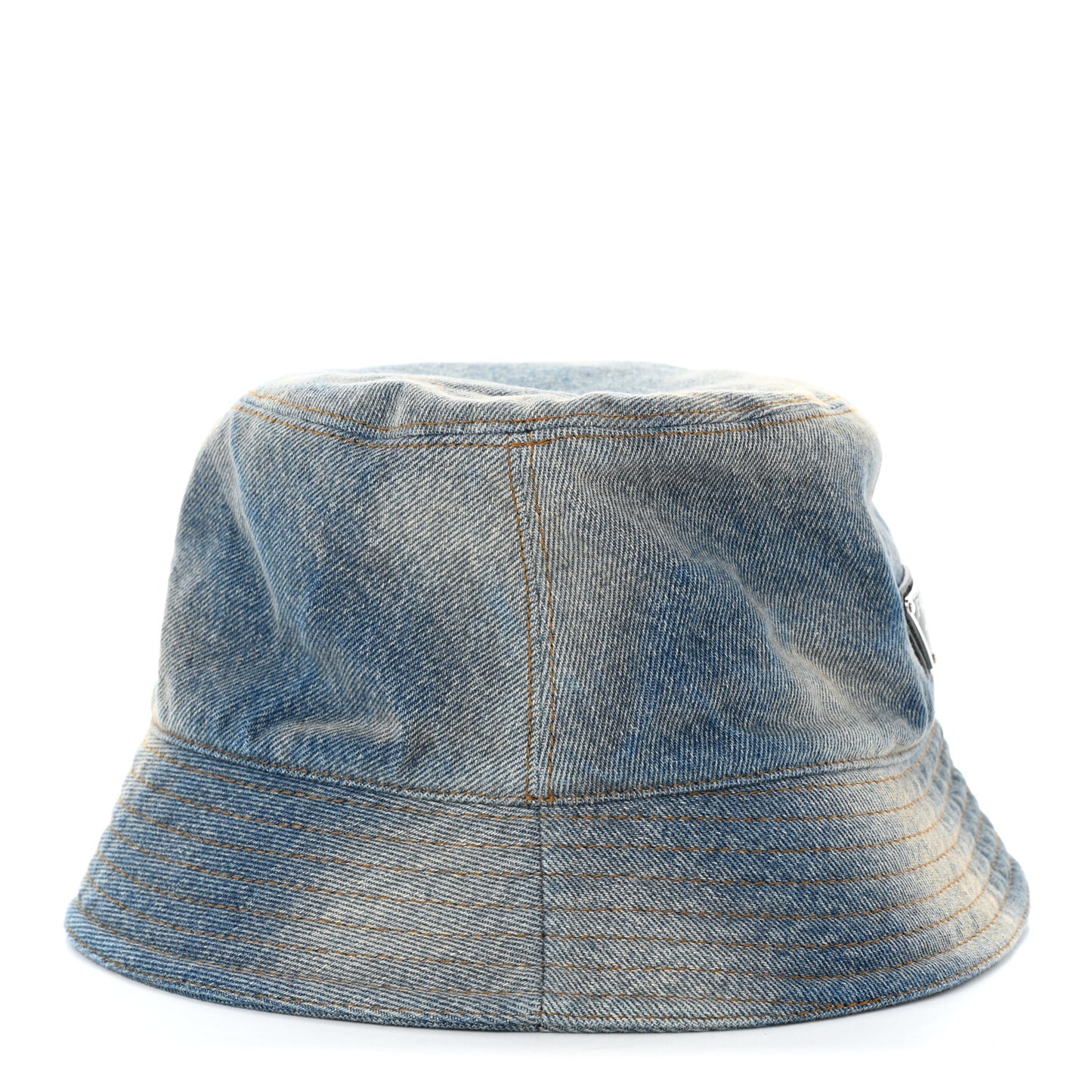 Used Denim Metal Triangle Logo Womens Bucket Hat M Light Blue