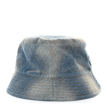 Prada Used Denim Metal Triangle Logo Womens Bucket Hat M Light Blue 5 of 8