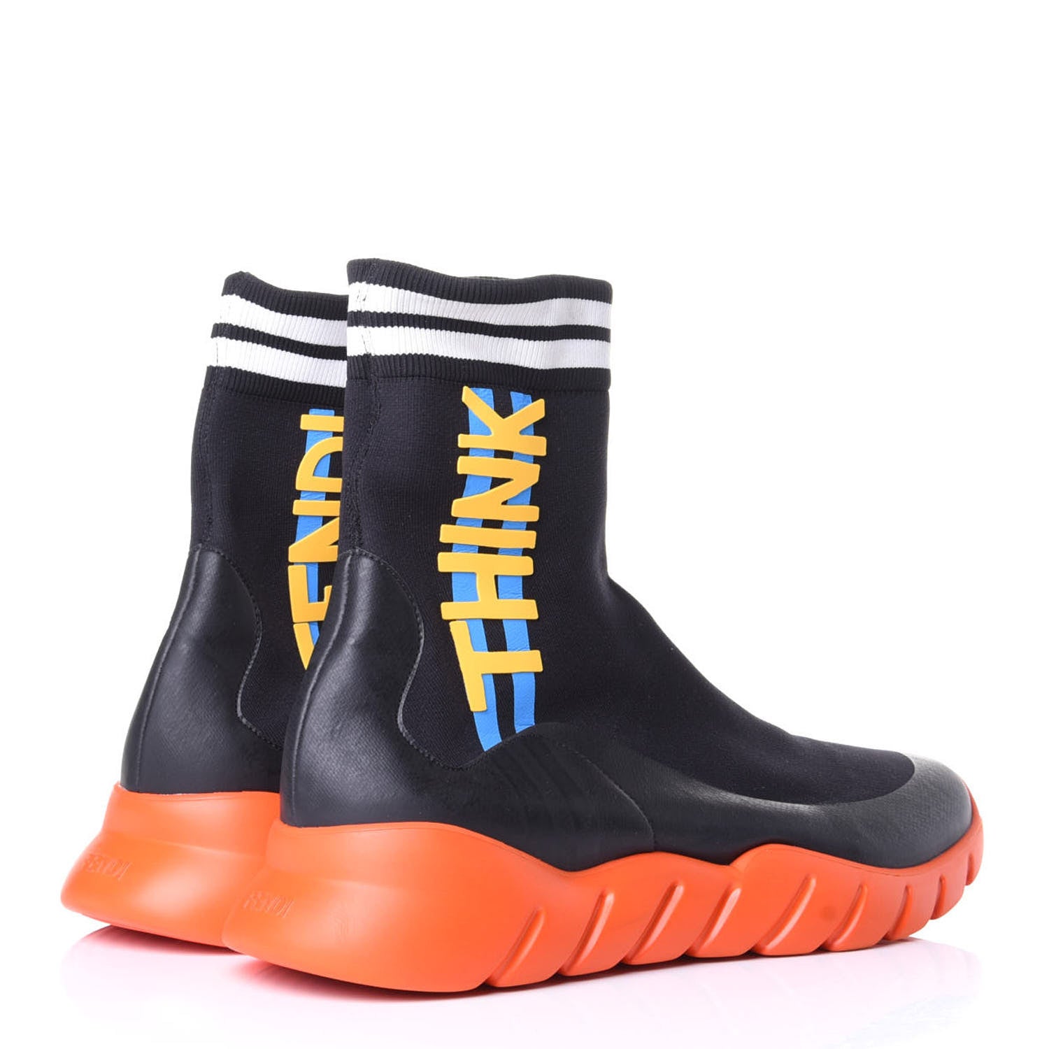 Fendi Stretch Knit Jacquard Love High Top Sock Sneakers 12 Black Multicolor 4 of 9