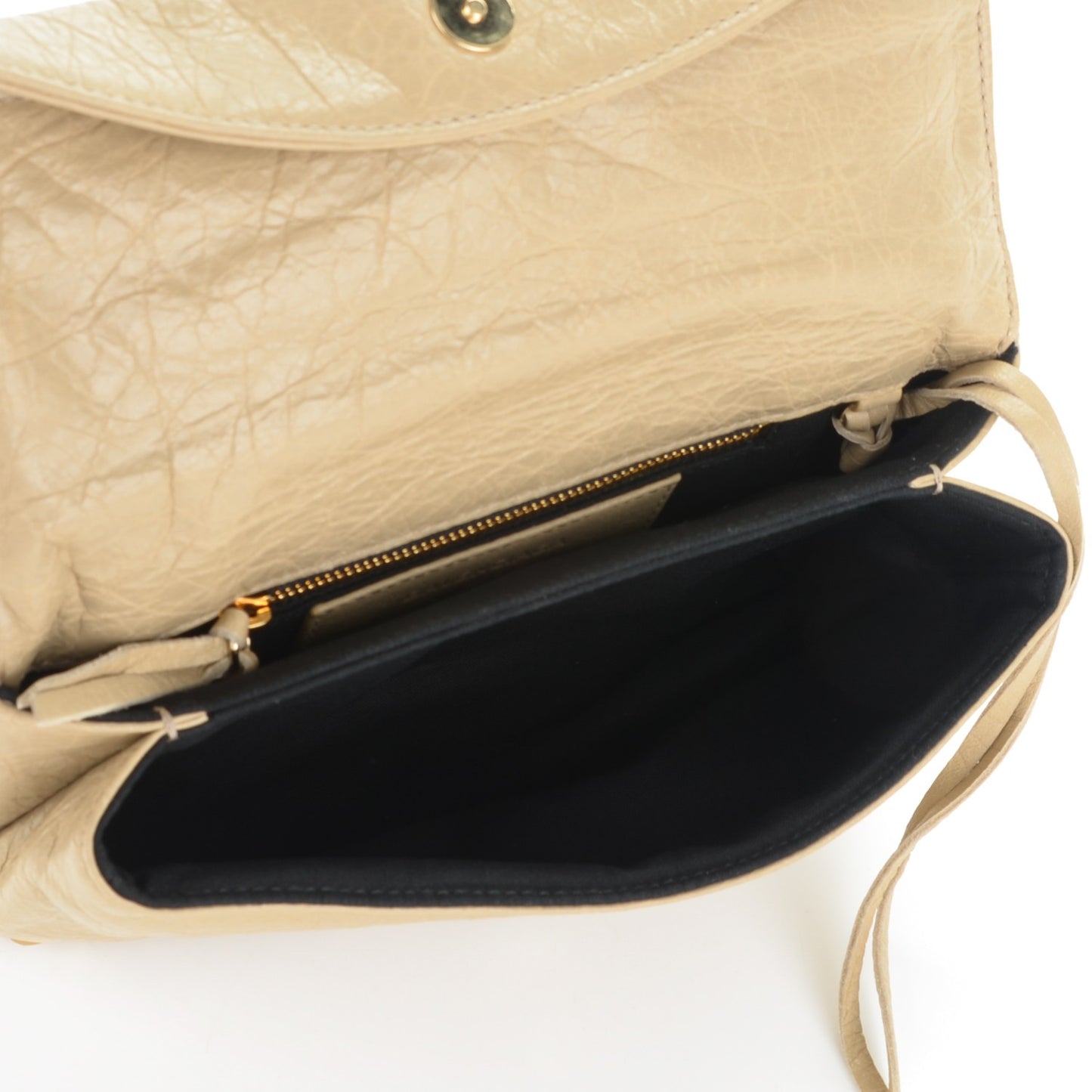Agneau Classic Hardware Mini Envelope Strap Clutch Beige Sable