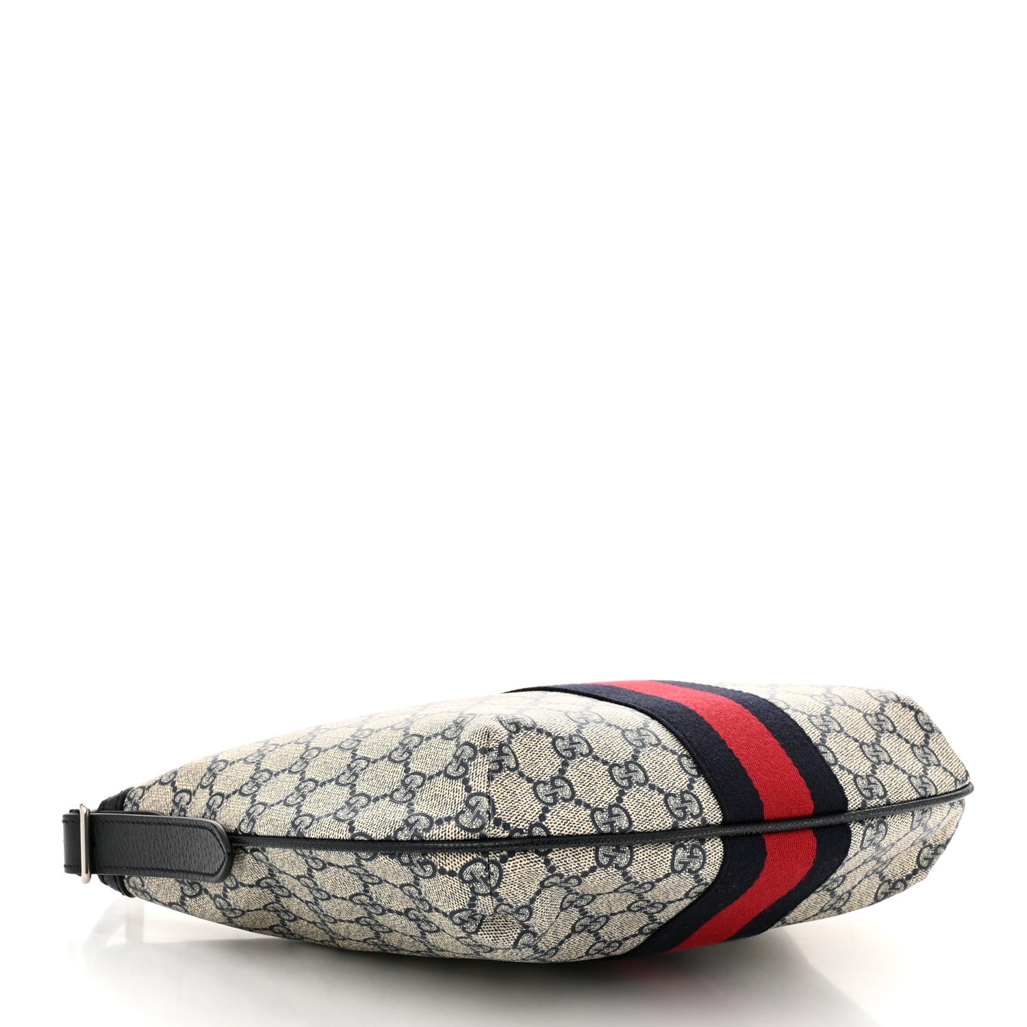 Gucci GG Supreme Monogram Textured Dollar Calfskin Web Small Ophidia Half Moon Hobo Beige Blue 4 of 10