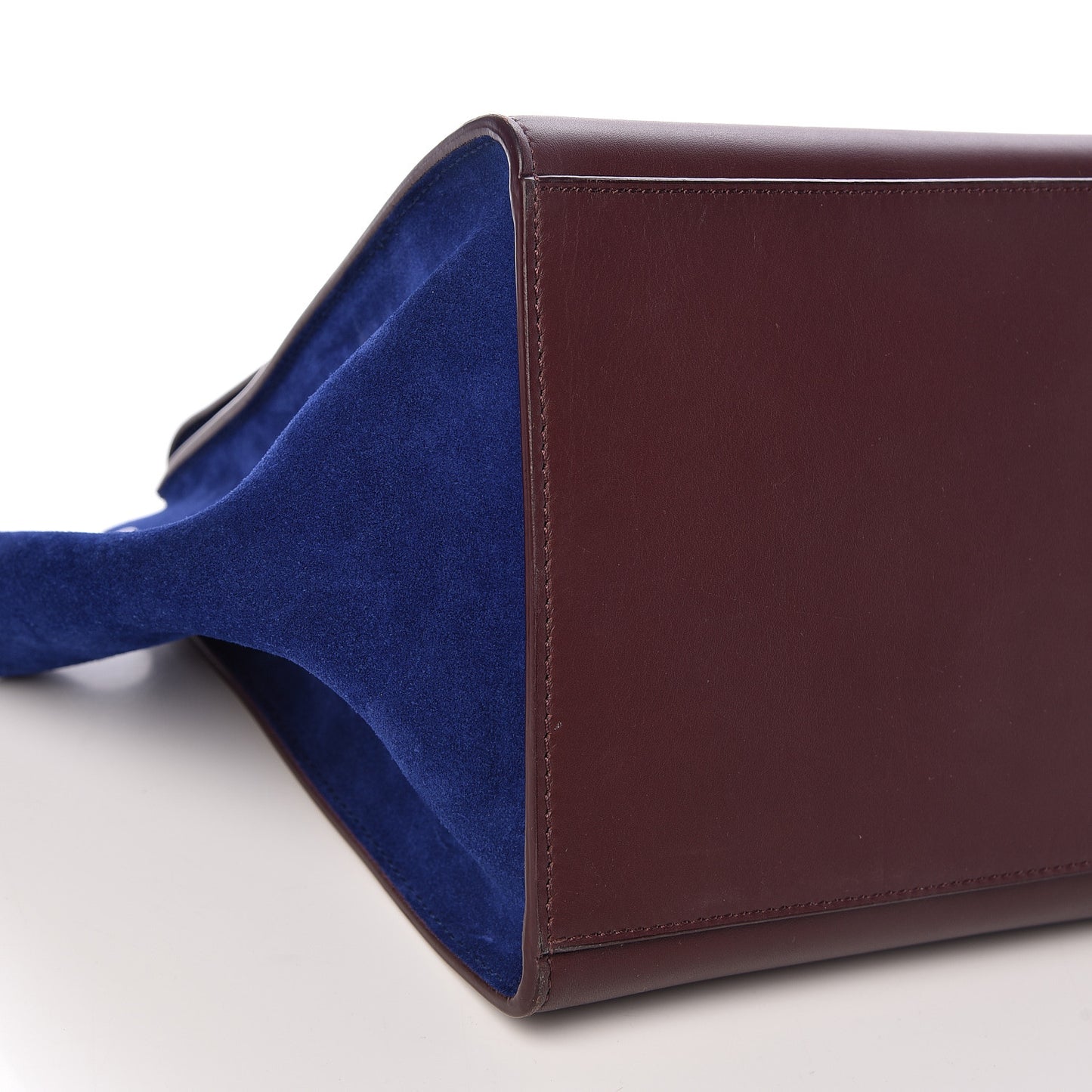 Smooth Calfskin Suede Medium Bi-Color Trapeze Burgundy