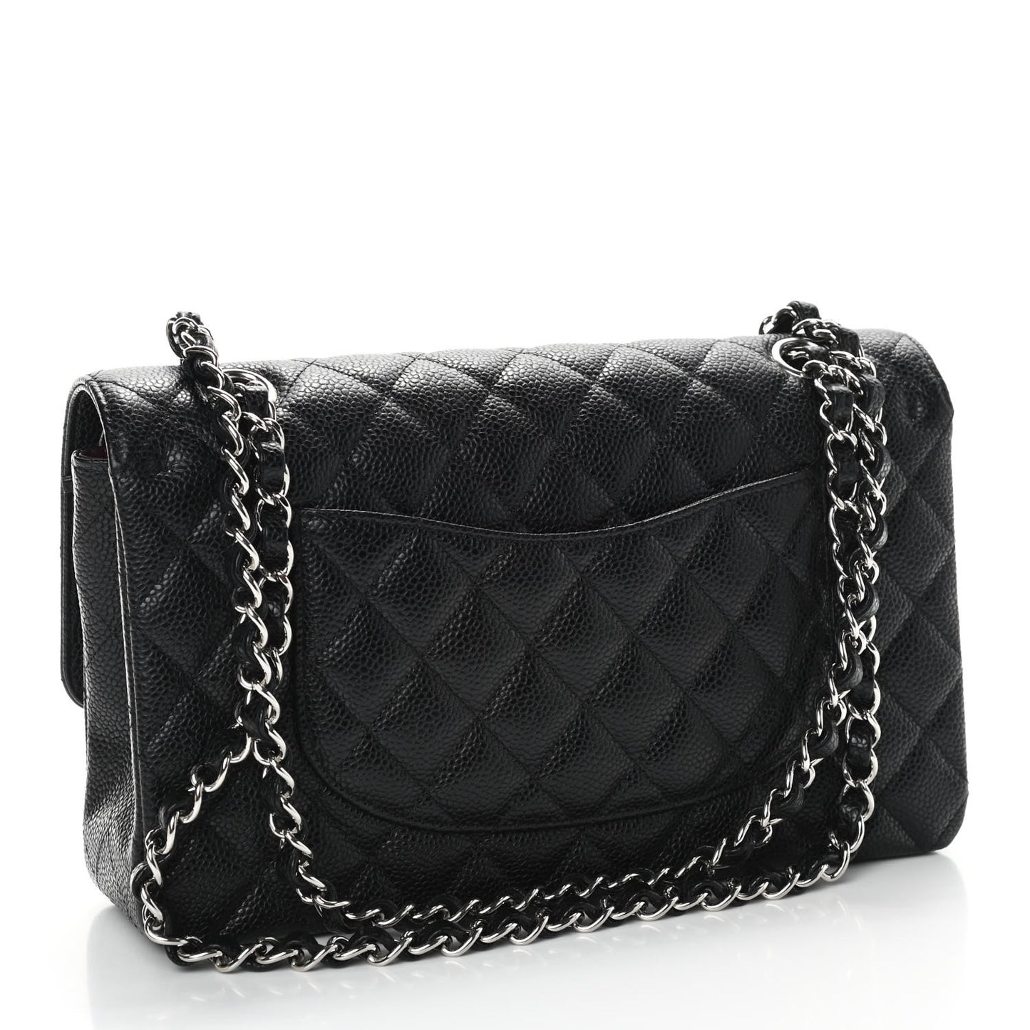 Caviar Quilted Medium Double Flap Black
