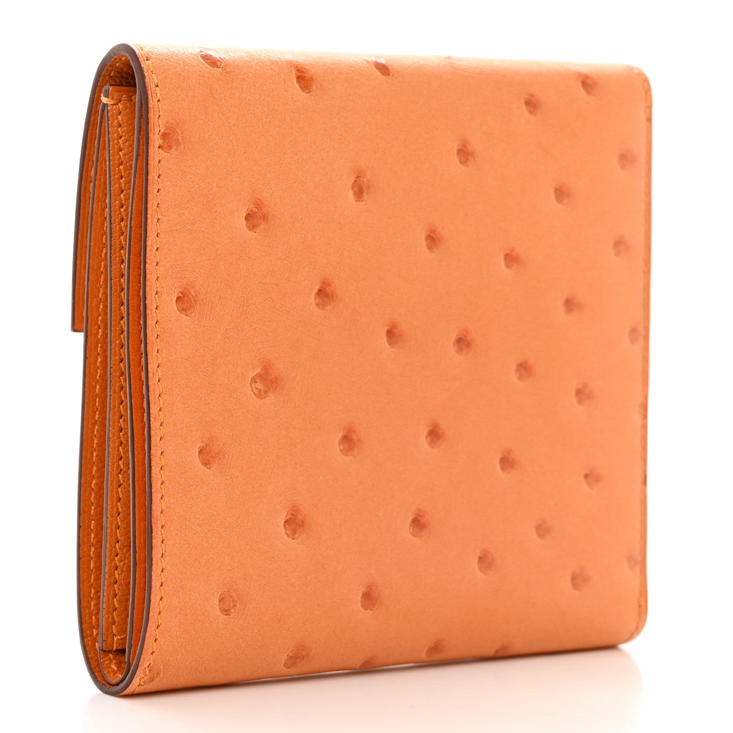 Hermes Ostrich Clic 12 Wallet Abricot 3 of 8