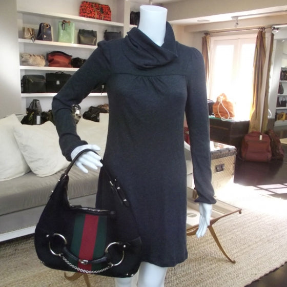 Monogram Large Horsebit Web Hobo Black