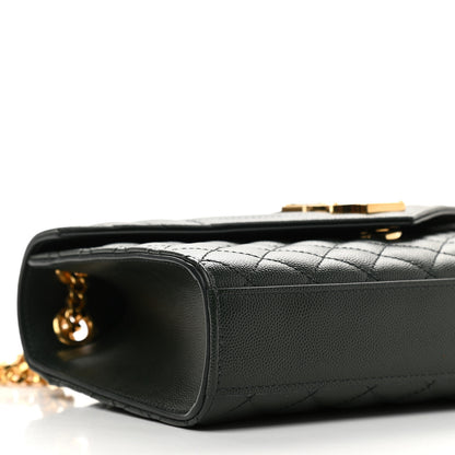 Saint Laurent Grain De Poudre Textured Mixed Matelasse Medium Triquilt Monogram Satchel Vert Fonce 8 of 9