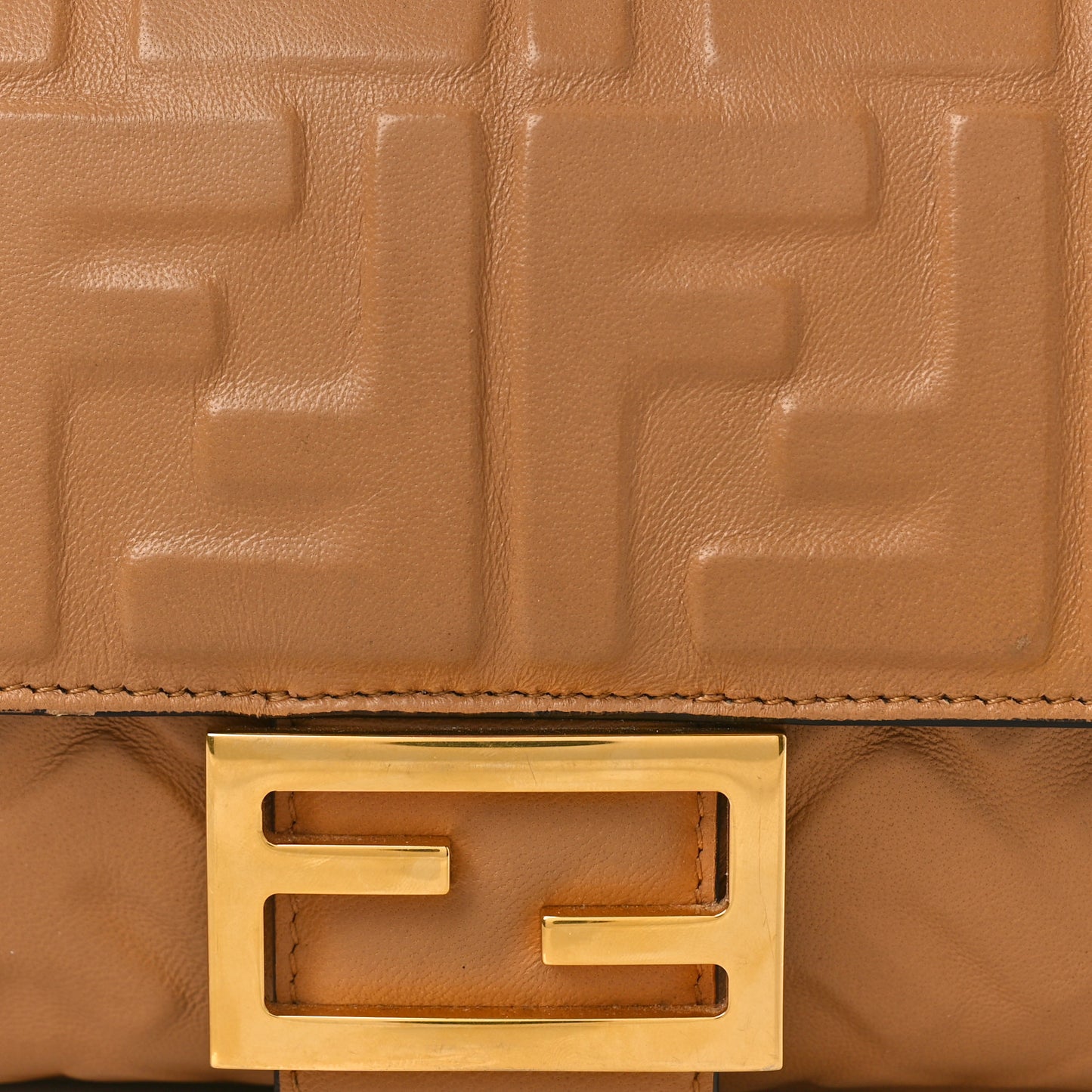 Nappa FF 1974 Embossed Baguette Miele Scuro