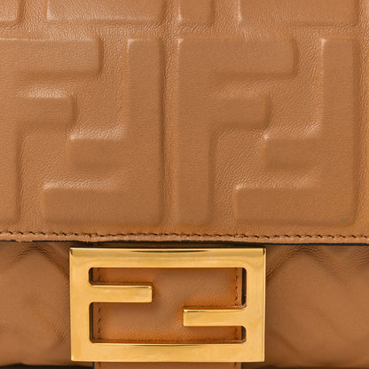 Fendi Nappa FF 1974 Embossed Baguette Miele Scuro 7 of 9