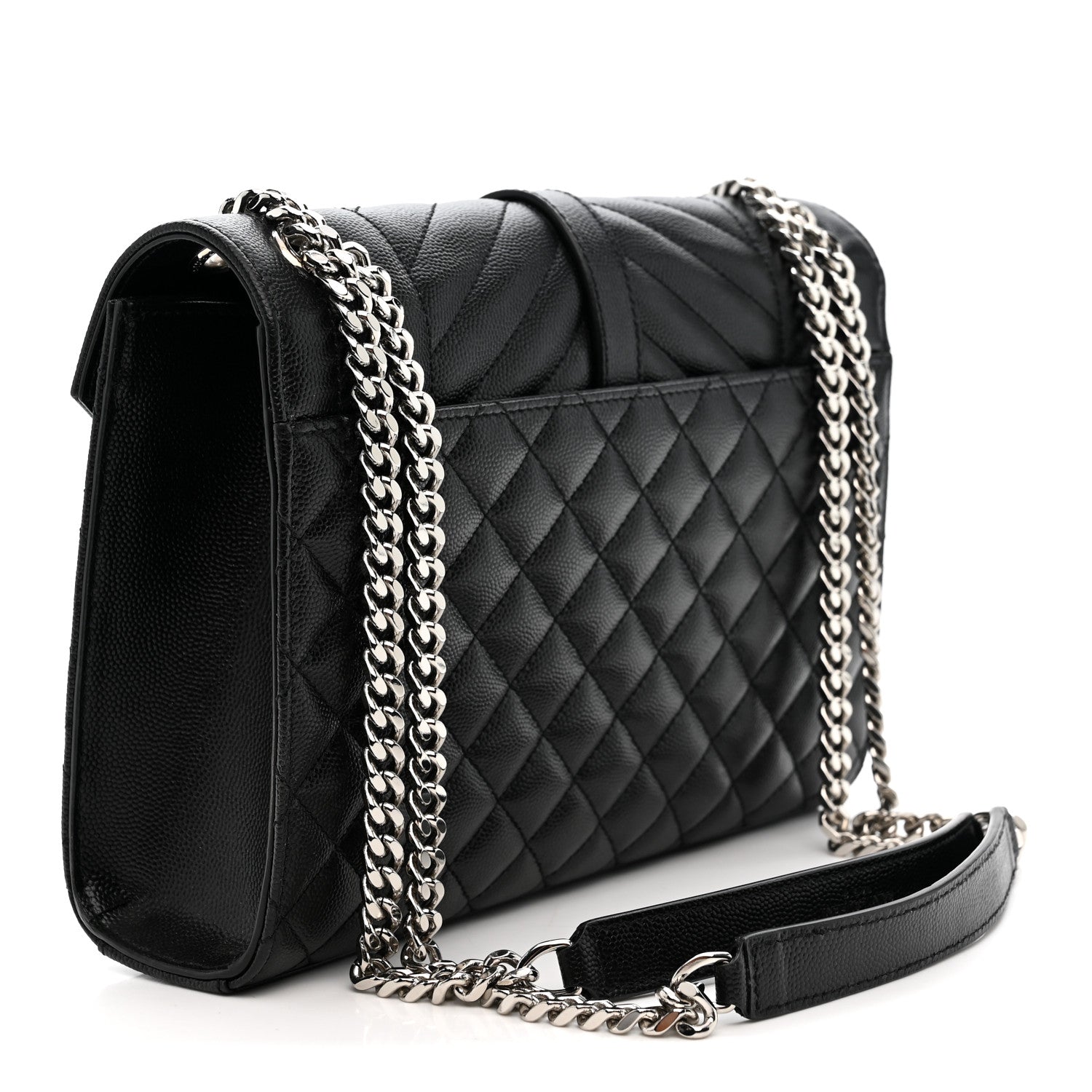 Saint Laurent Grain De Poudre Textured Mixed Matelasse Triquilt Medium Monogram Satchel Black 2 of 10