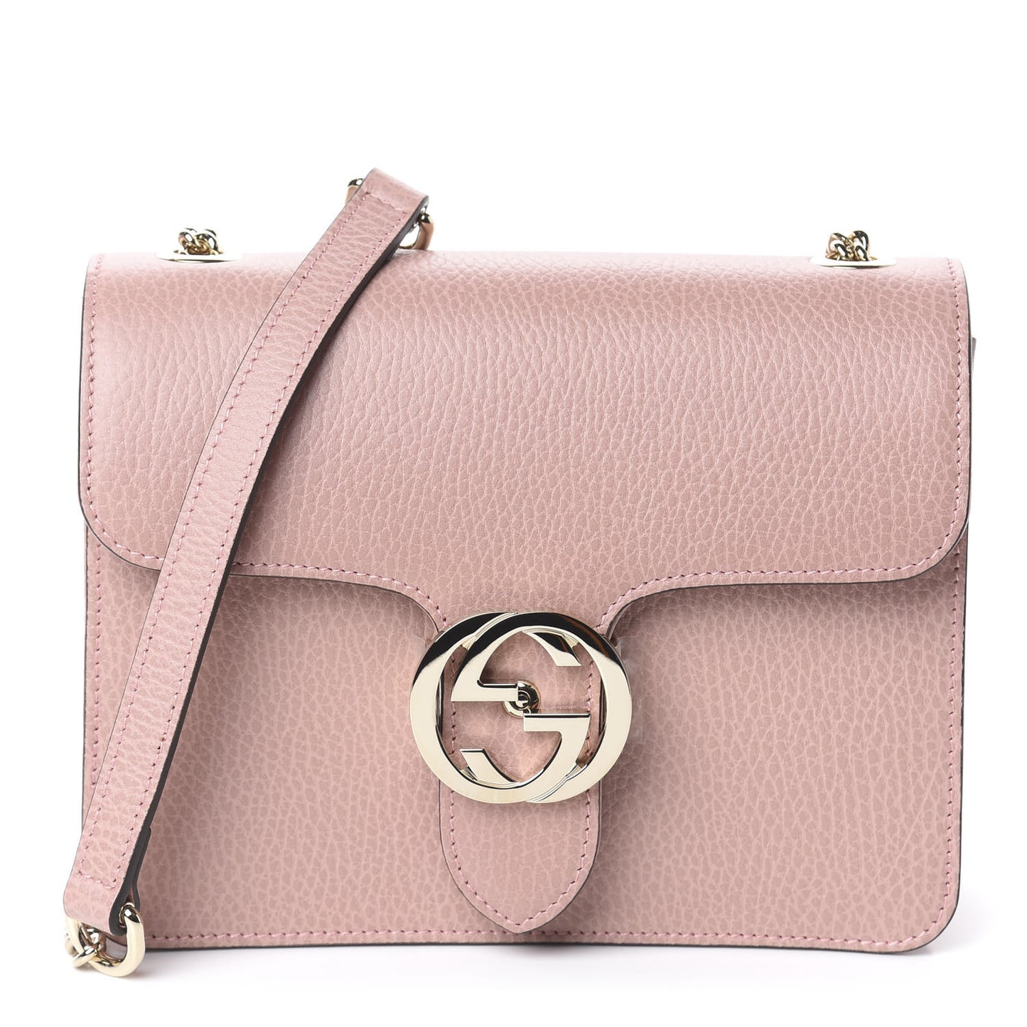 Dollar Calfskin Small Interlocking G Shoulder Bag Soft Pink