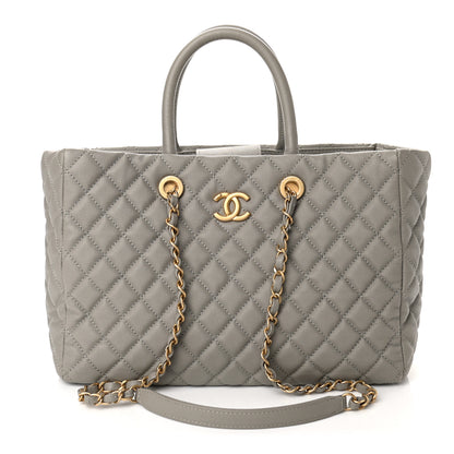 Chanel Caviar Quilted Coco Handle Shopping Tote Grey 1 of 12