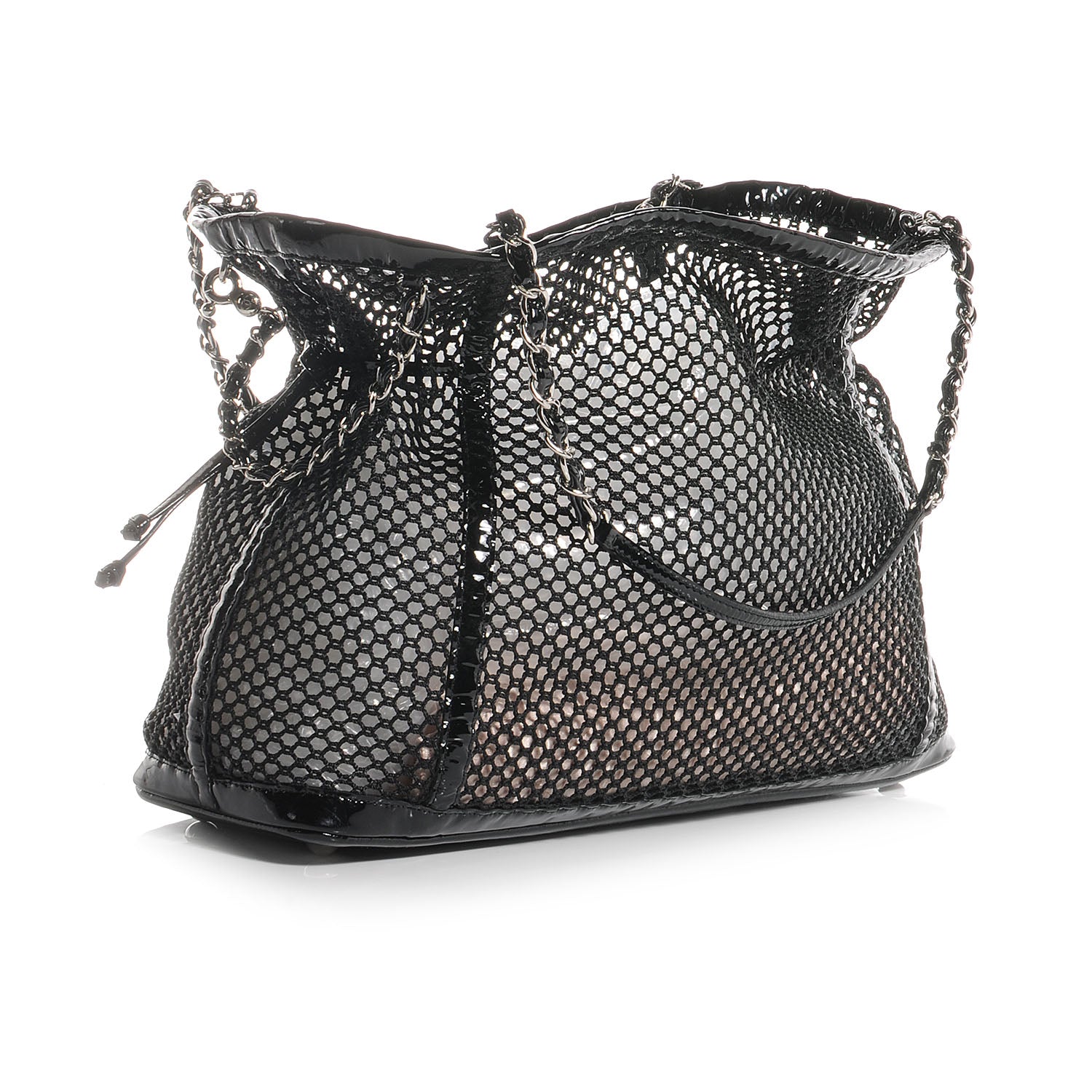 Chanel Patent Net Large La Madrague Tote Black 3 of 9
