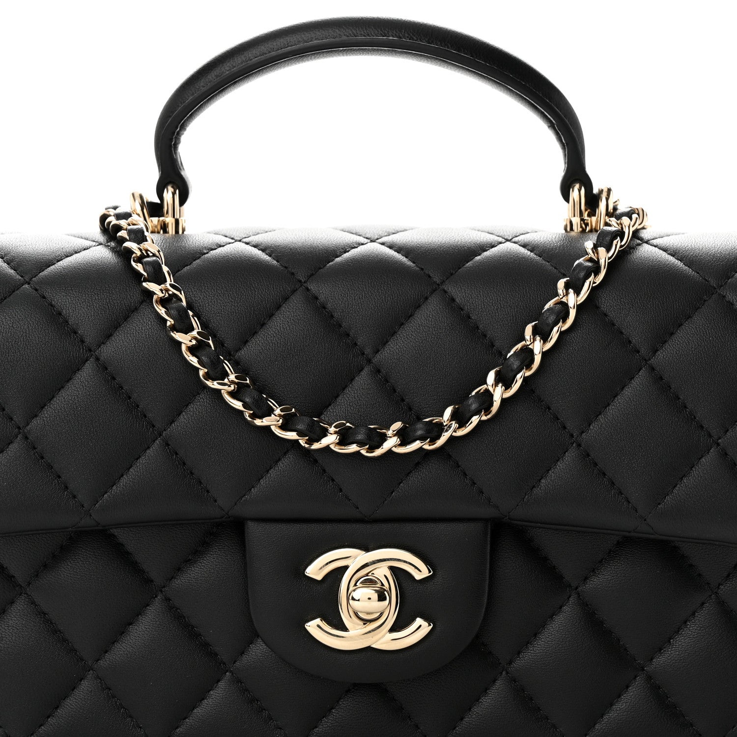 Chanel Lambskin Quilted Mini Top Handle Rectangular Flap Black 8 of 10