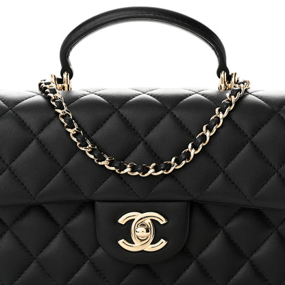 Chanel Lambskin Quilted Mini Top Handle Rectangular Flap Black 8 of 10