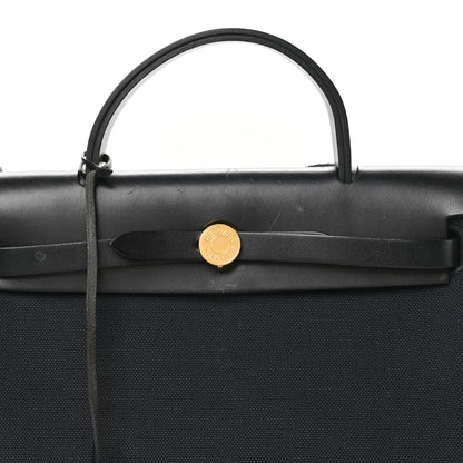 Hermes Military Toile Vache Hunter Herbag Zip Retourne PM 31 Black 8 of 10