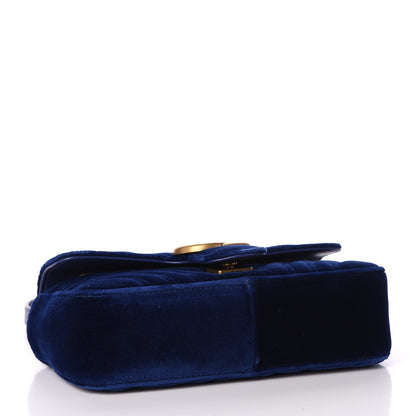 Gucci Velvet Matelasse Mini GG Marmont Shoulder Bag Cobalt Blue 3 of 11