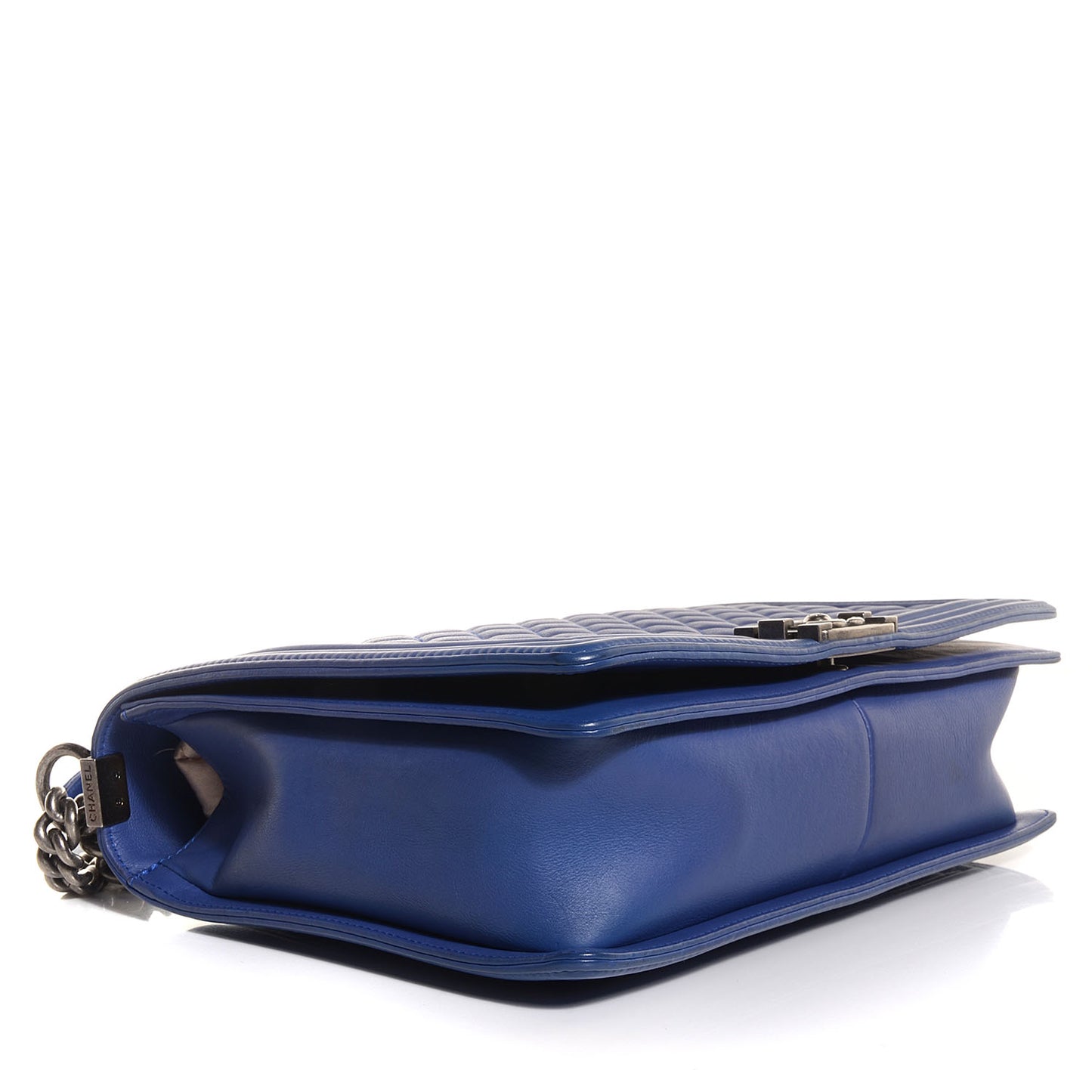 Lambskin Quilted Large Boy Flap Blue