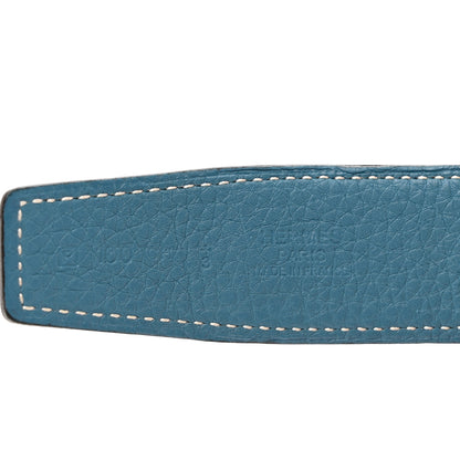 Hermes Swift Togo 32mm Idem Belt 100 Black Blue Jean 3 of 7