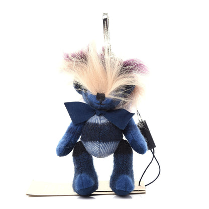 Burberry Cashmere Check Punk Thomas Bear Bag Charm Cadet Blue 1 of 3