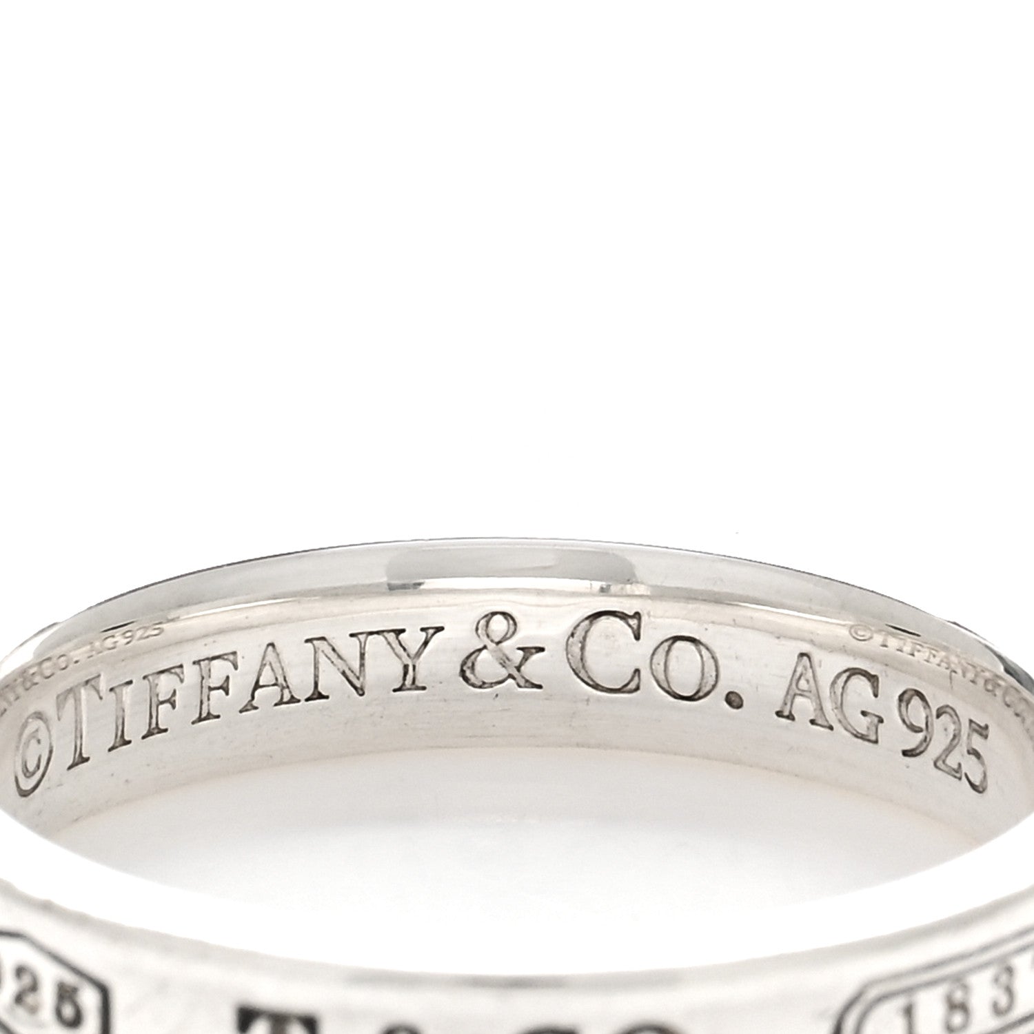 Tiffany Sterling Silver Narrow 1837 Band Ring 53 6.5 4 of 4