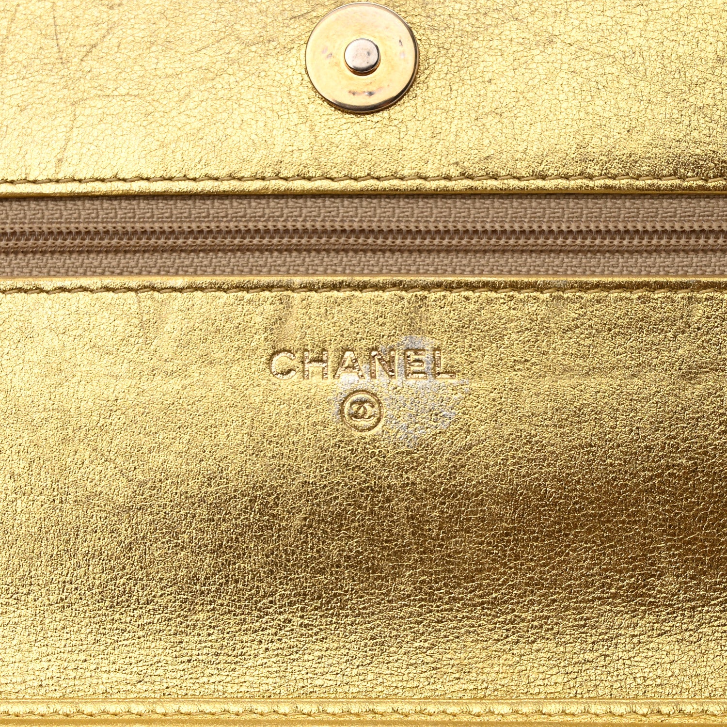 Chanel Metallic Calfskin Crocodile Embossed Cocodile Wallet On Chain WOC Gold 6 of 11