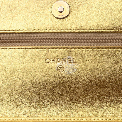 Chanel Metallic Calfskin Crocodile Embossed Cocodile Wallet On Chain WOC Gold 6 of 11