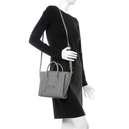 Celine Drummed Calfskin Nano Luggage Kohl 2 of 7
