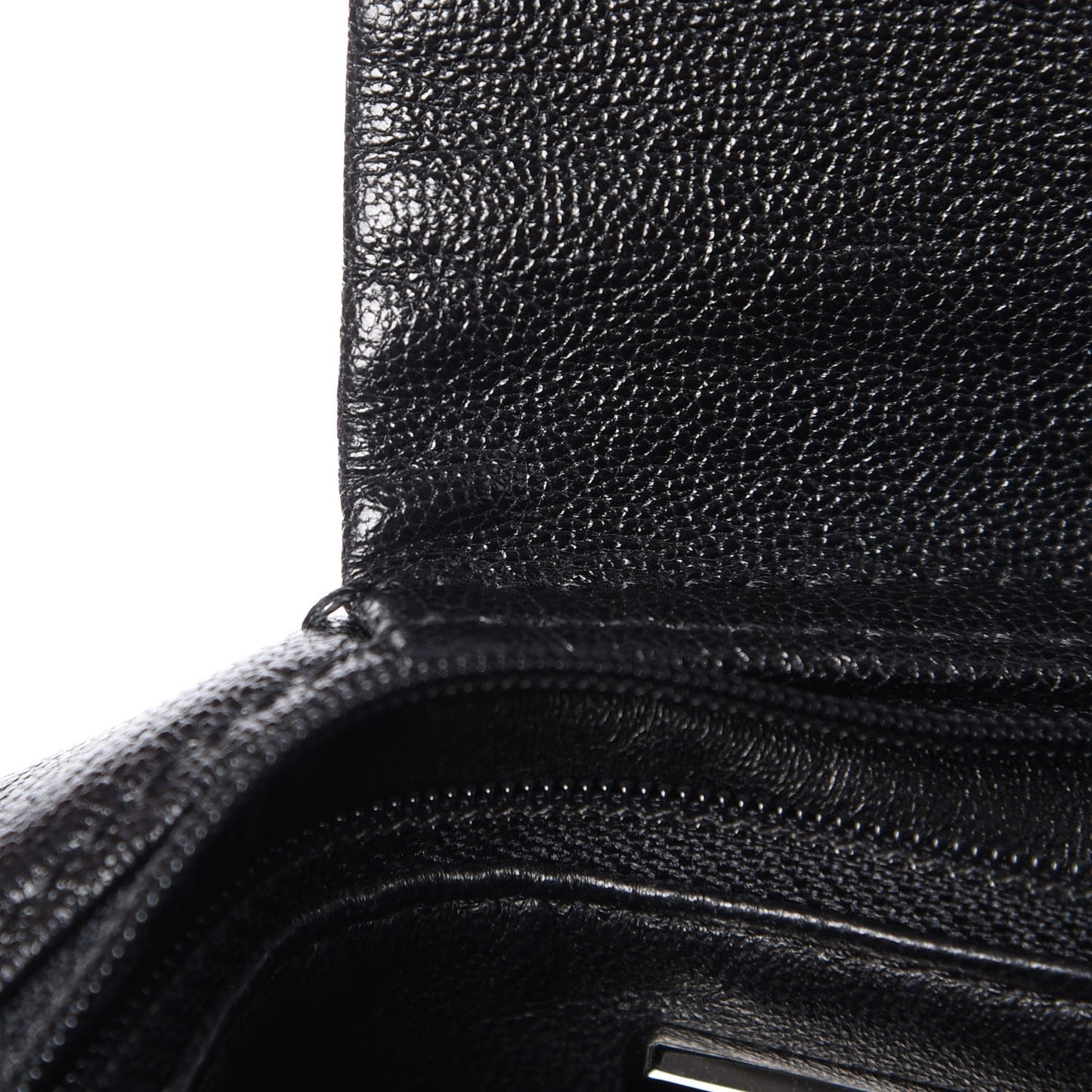 Metallic Goatskin Luxe Ligne Flap Black