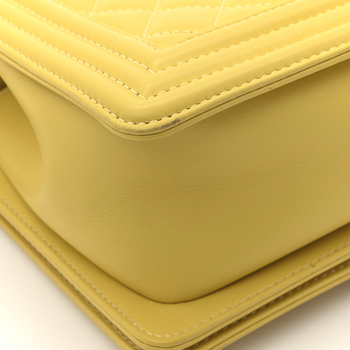 Calfskin Quilted Medium Boy Flap Yellow