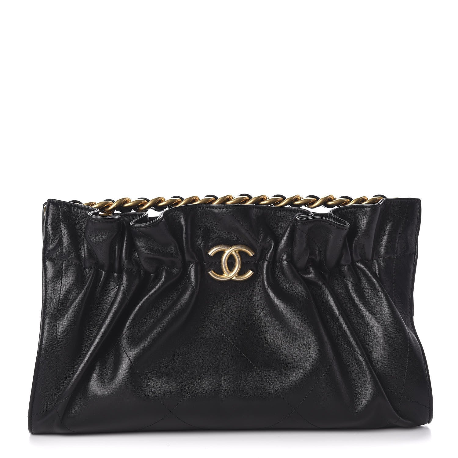 Chanel Lambskin Chain Kiss Lock Clutch Black 1 of 9
