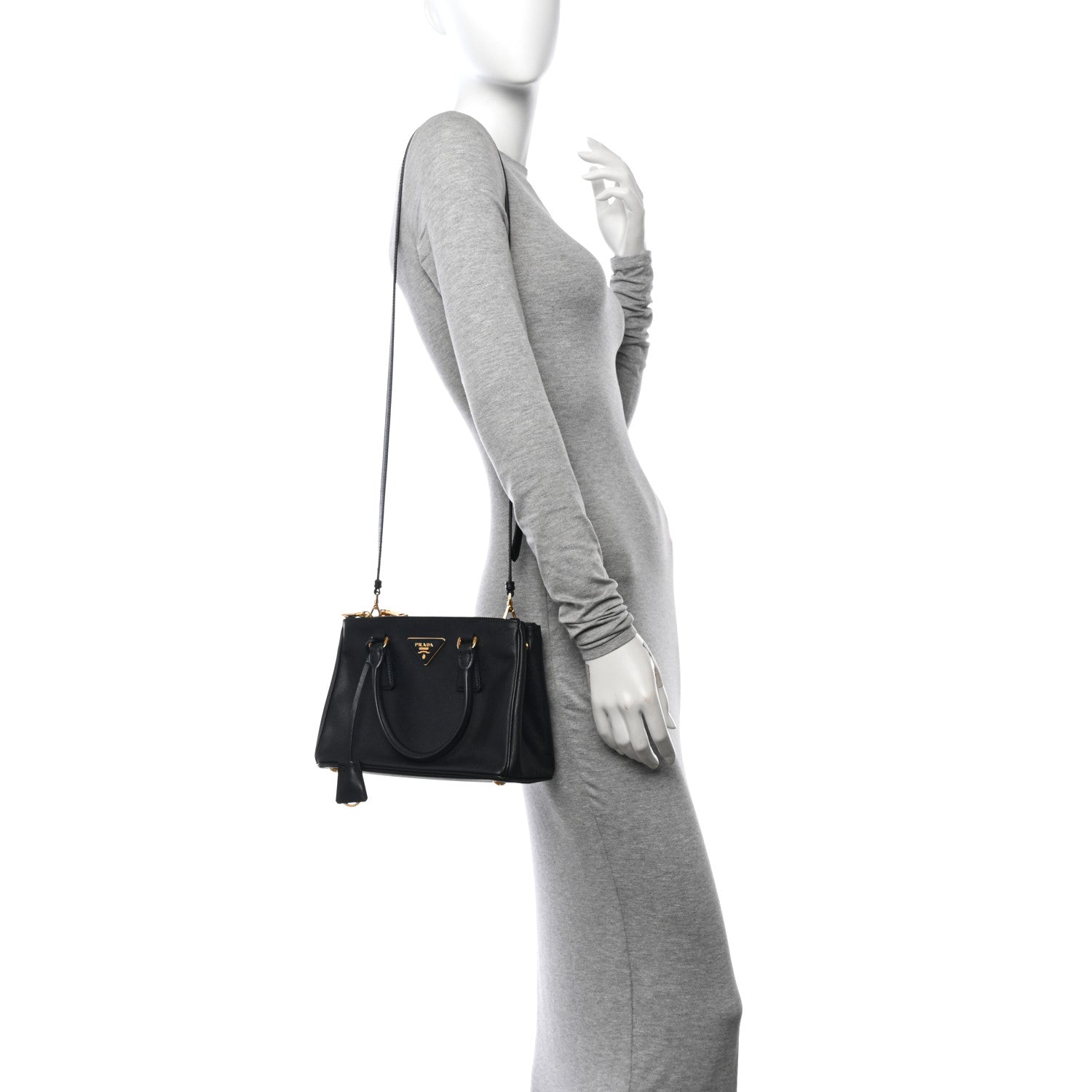 Prada Saffiano Lux Small Galleria Double Zip Tote Black 2 of 14